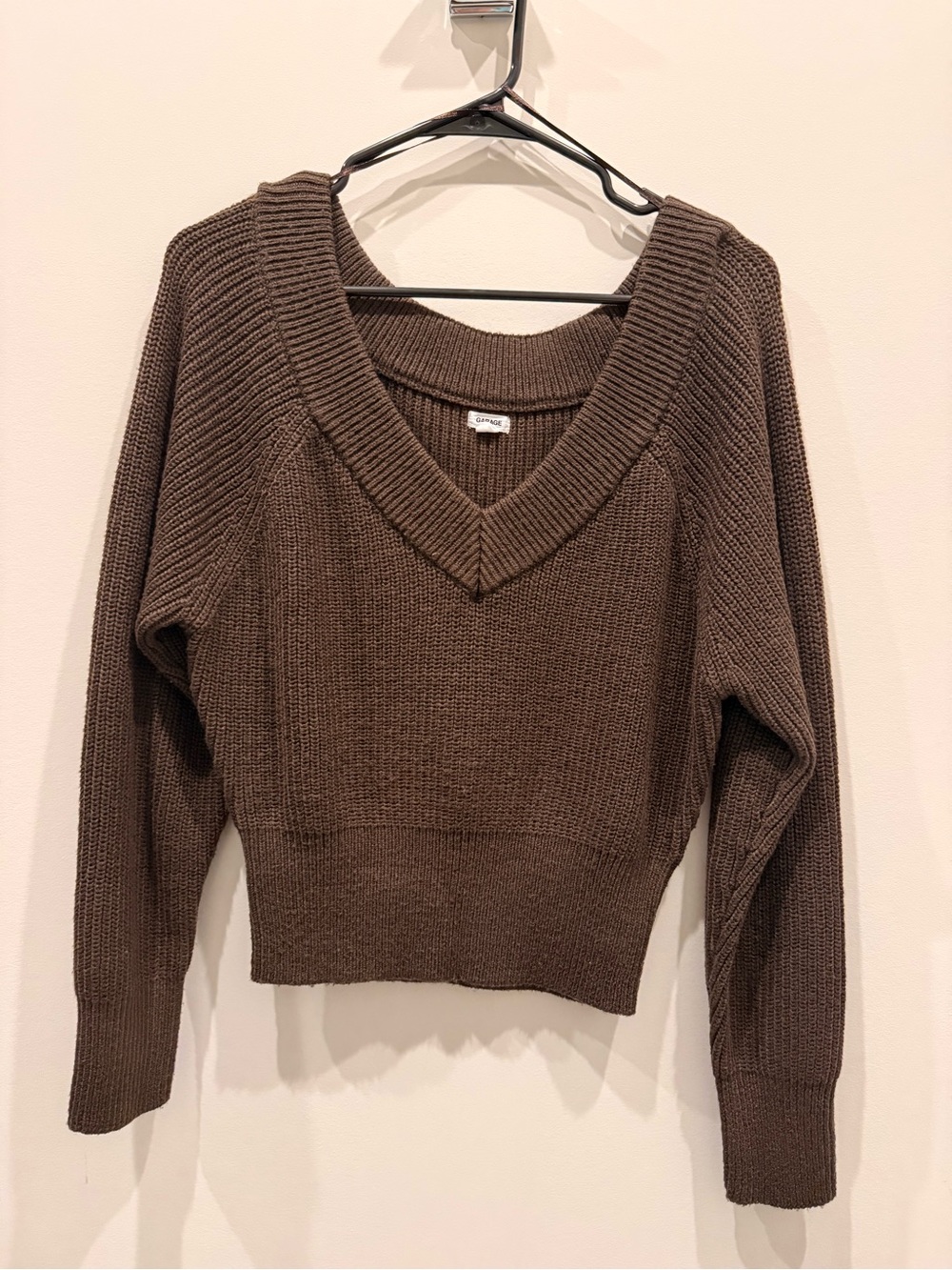Garage V-Neck Brown Women's Sweater